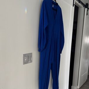 Free People Royal Blue V-Neck Jumpsuit